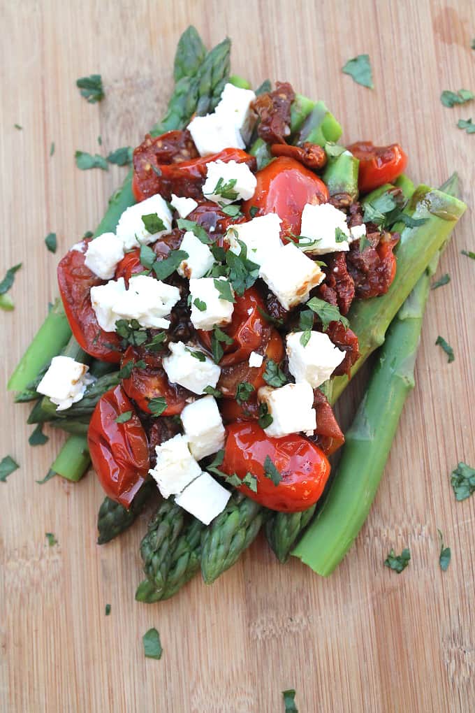 Asparagus with Balsamic Tomatoes & Feta