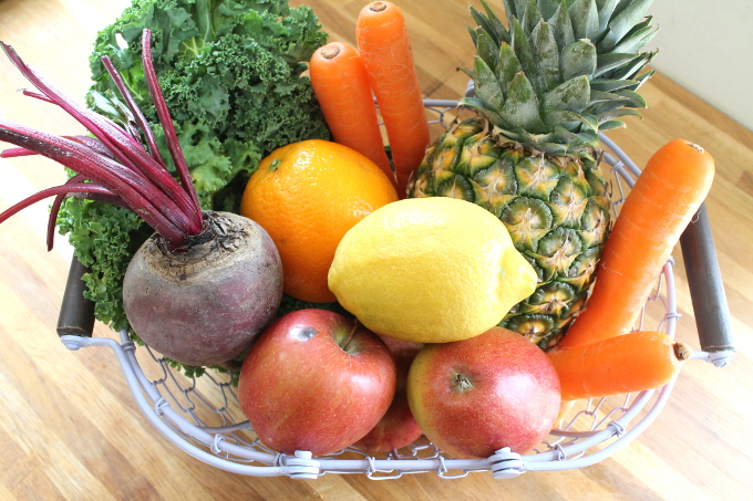 basket of fruit and vegetables
