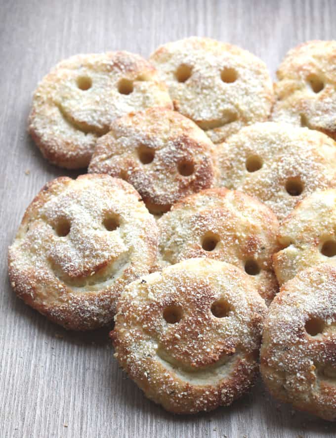 close up of the homemade potato smiles