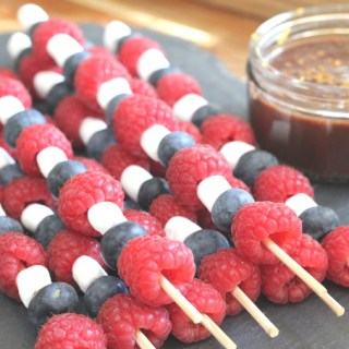 4th July Fruit Skewers with Chocolate Orange Sauce