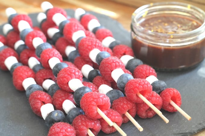 Fruit Skewers with Chocolate Orange Sauce