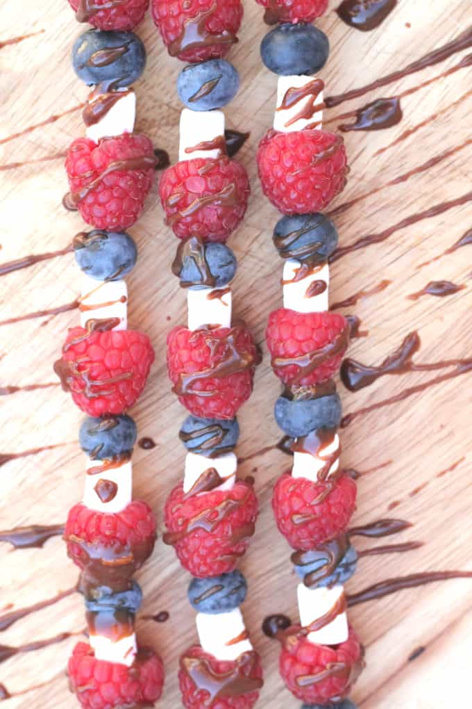 Fruit & Marshmallow Skewers with Chocolate Orange Sauce