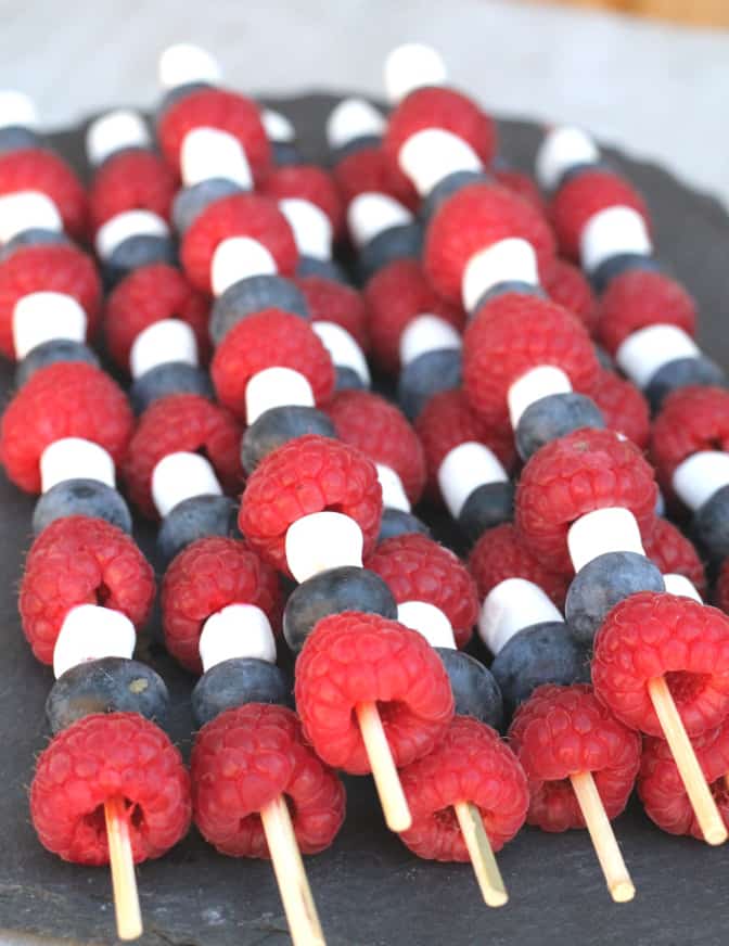 fruit skewers with marshmallows