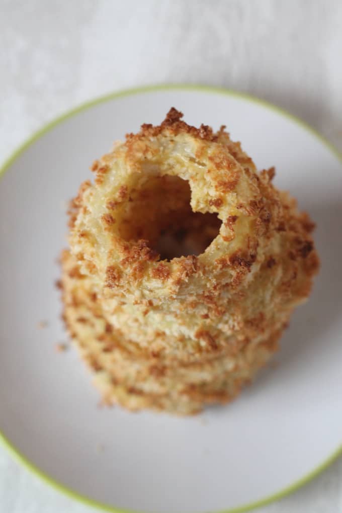 buttermilk onion ring stack from above