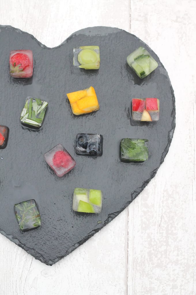 ice cubes with fruit