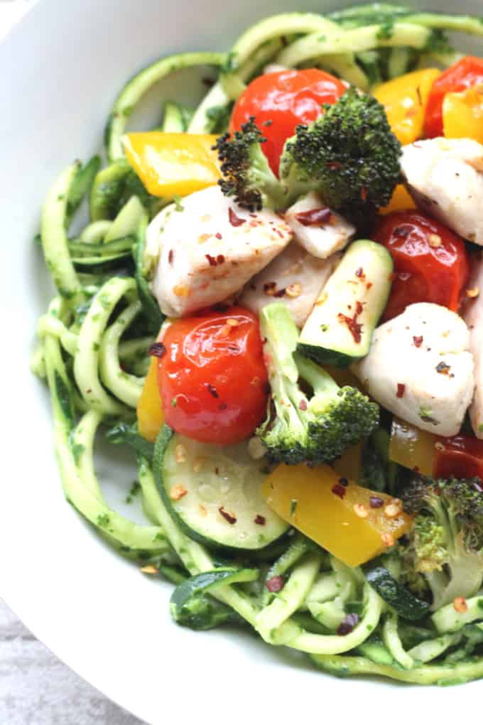 courgetti with roasted vegetables