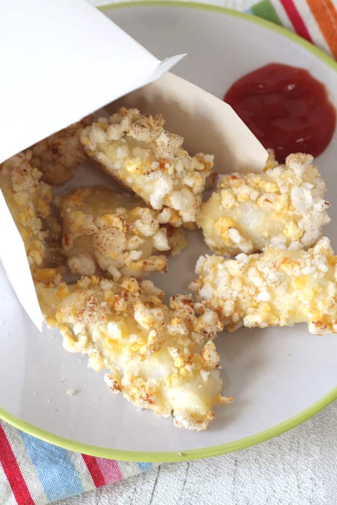 fish fingers coated in rice cakes