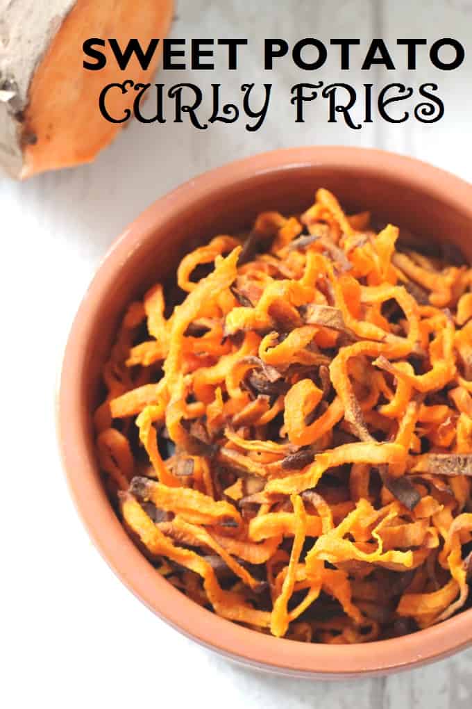 Spicy Spiralized Sweet Potato Fries (Gluten-Free, Paleo, Oil-Free)