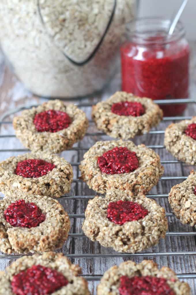 oat thumbprint cookies with chia jam