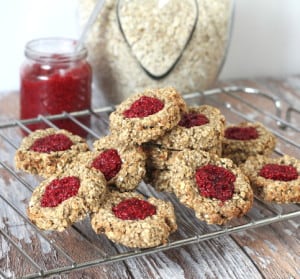 Oat Thumbprint Cookies with Raspberry Chia Jam 