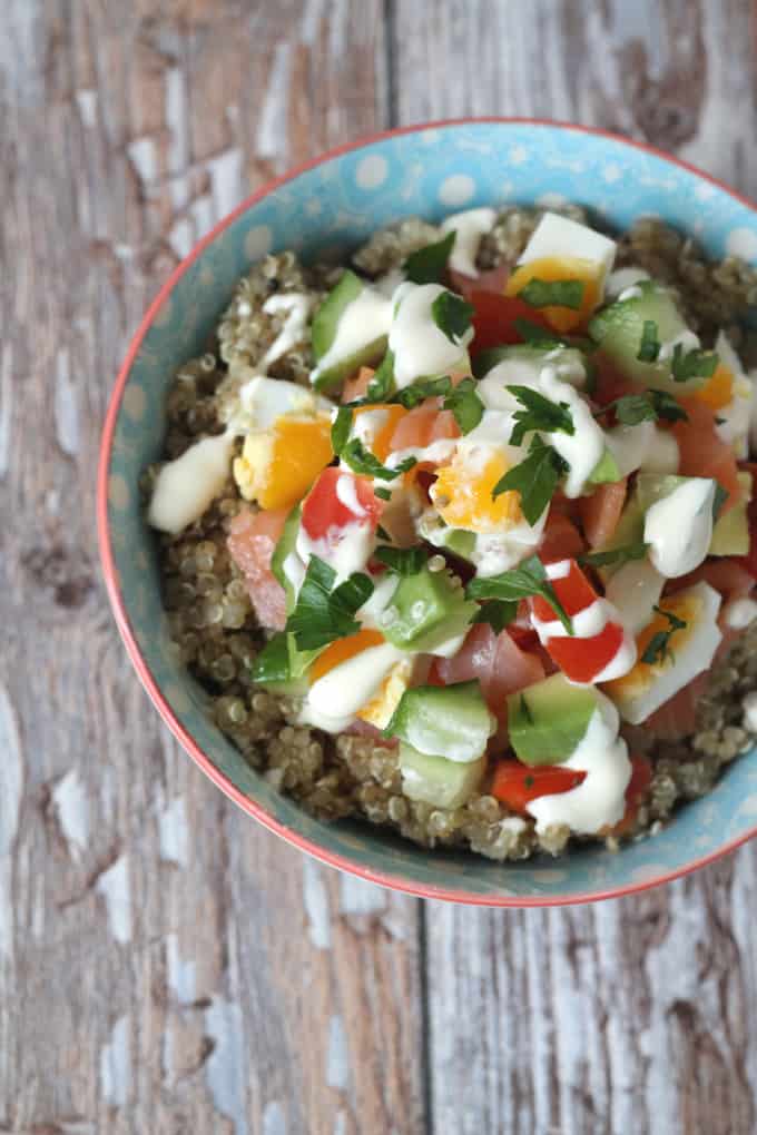 smoked salmon quinoa bowl