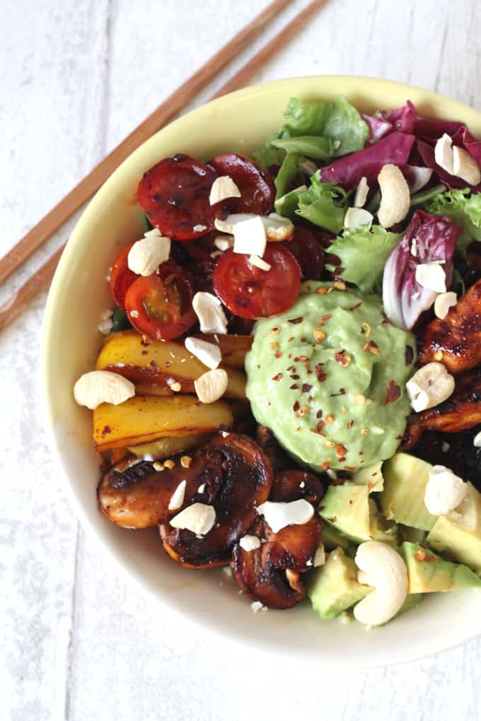 sticky chicken vegetable bowl