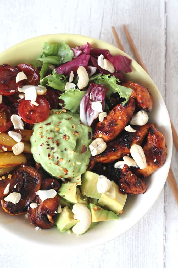 chicken and vegetables with avocado mayo