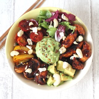 sticky chicken veg avocado mayo bowl