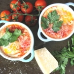 tomato and chorizo baked eggs