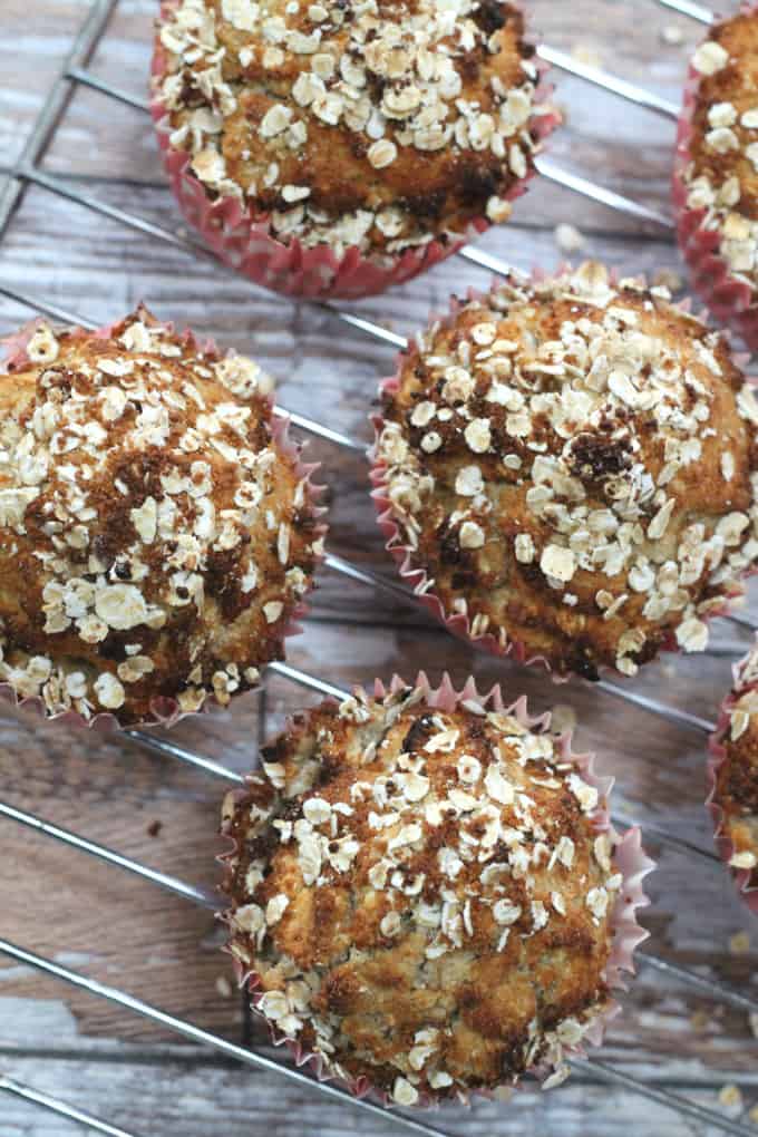 spiced pear oatmeal muffins