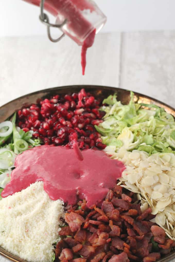 salad served with pomegranate dressing