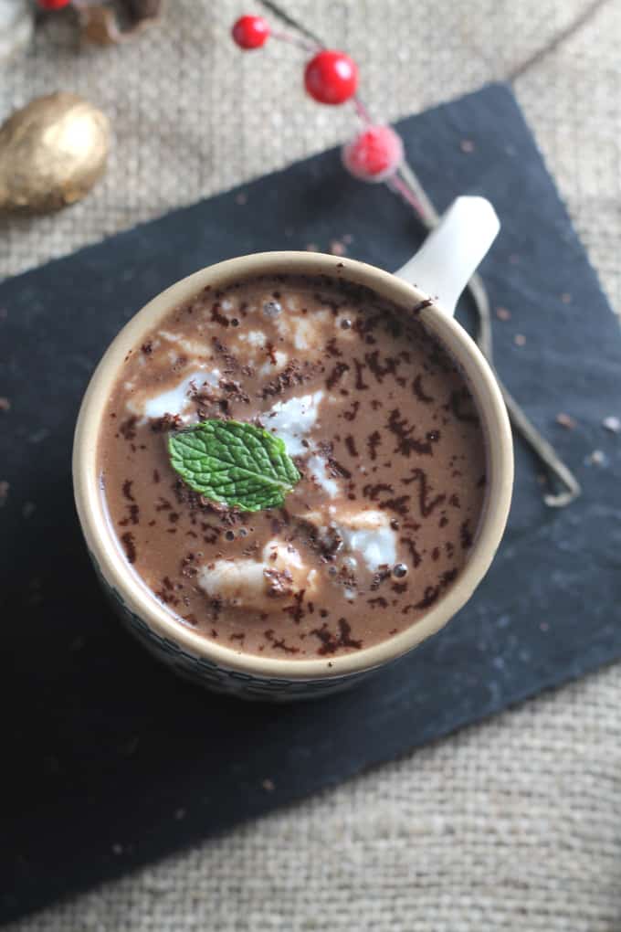 vegan mint hot chocolate cocoa