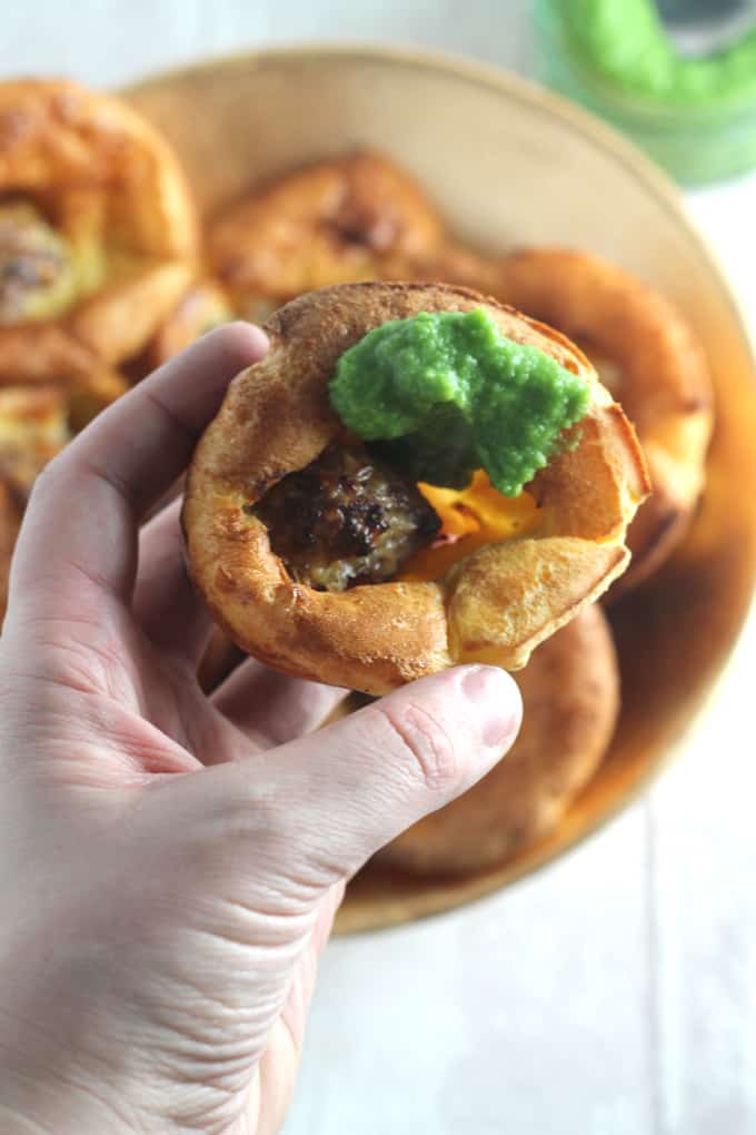 toad in the hole pea puree