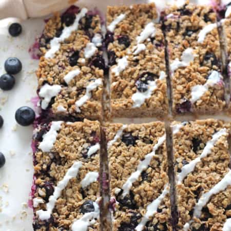 blueberry oat breakfast bar yogurt drizzle topping