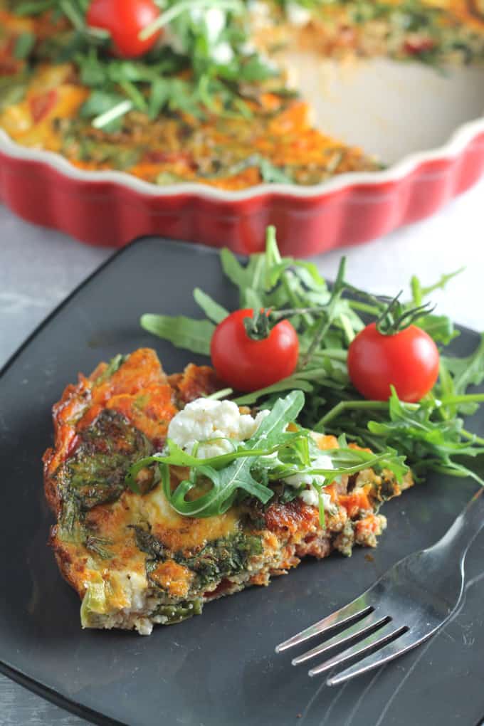 roasted tomato feta frittata crustless quiche