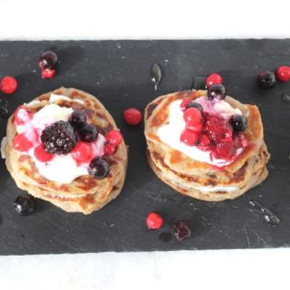 mini coconut banana buckwheat pancakes