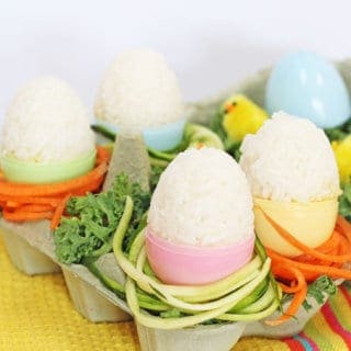 A healthy twist on an easter egg made with rice and veggies. A cute idea to try with the kids! | My Fussy Eater Blog