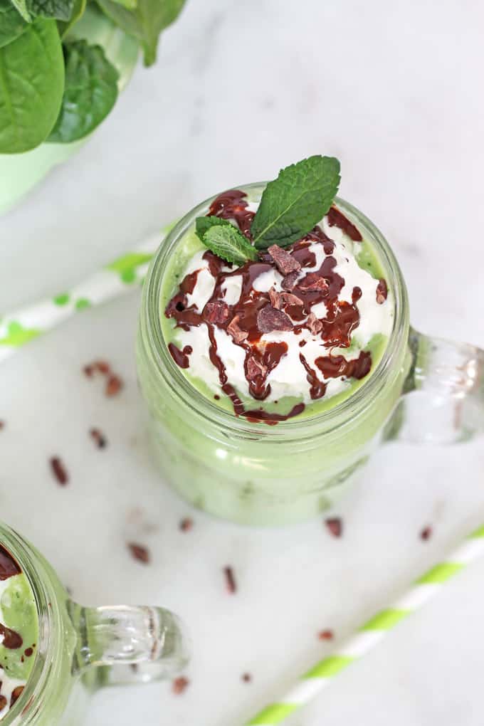 overhead shot of the shamrock shake  