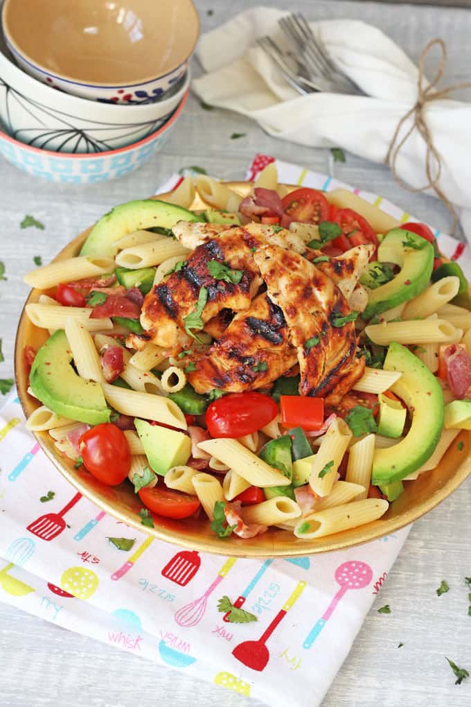 Bacon & Avocado Pasta Salad with Honey Mustard Chicken - My Fussy Eater |  Easy Family Recipes