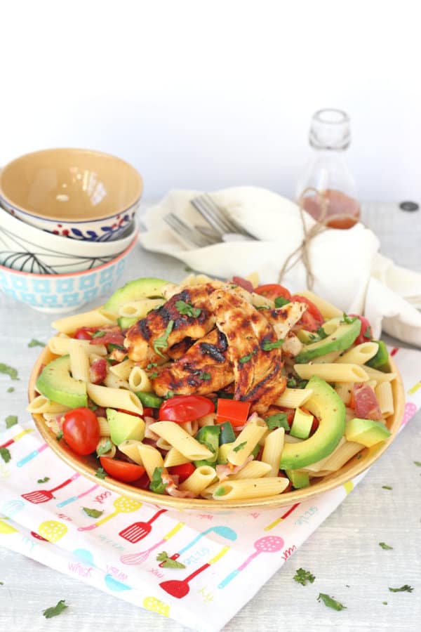 Bacon & Avocado Pasta Salad with Honey Mustard Chicken My Fussy Eater