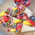 Chocolate Dipped Fruit Cones. A fantastic healthy snack for kids. Perfect for parties too! | My Fussy Eater Blog