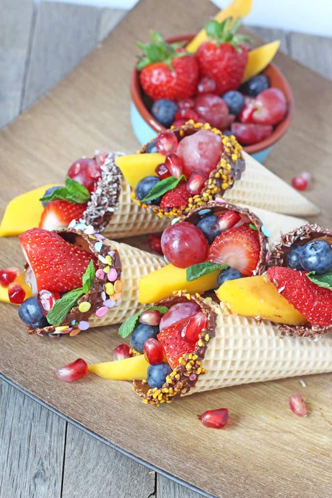 Chocolate Dipped Fruit Cones