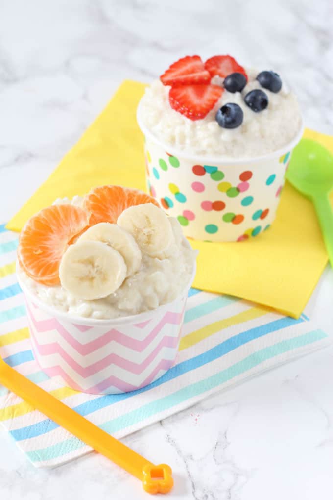 sugar free rice pudding topped with fruit