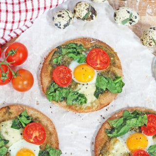 Breakfast Pizza with Quail Eggs, Spinach & Tomato | My Fussy Eater Blog