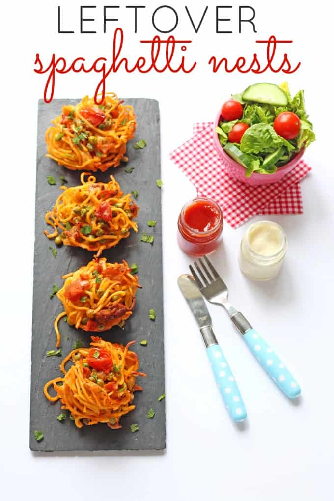 Use your leftover spaghetti bolognese to make these easy and delicious Leftover Spaghetti Nests! | My Fussy Eater Blog