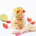 A delicious combination of avocado and strawberry makes this macaroni salad the perfect summer meal and great for kids! | My Fussy Eater blog