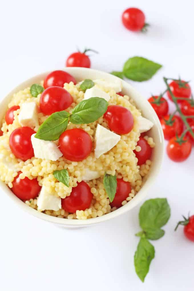 caprese cous cous salad