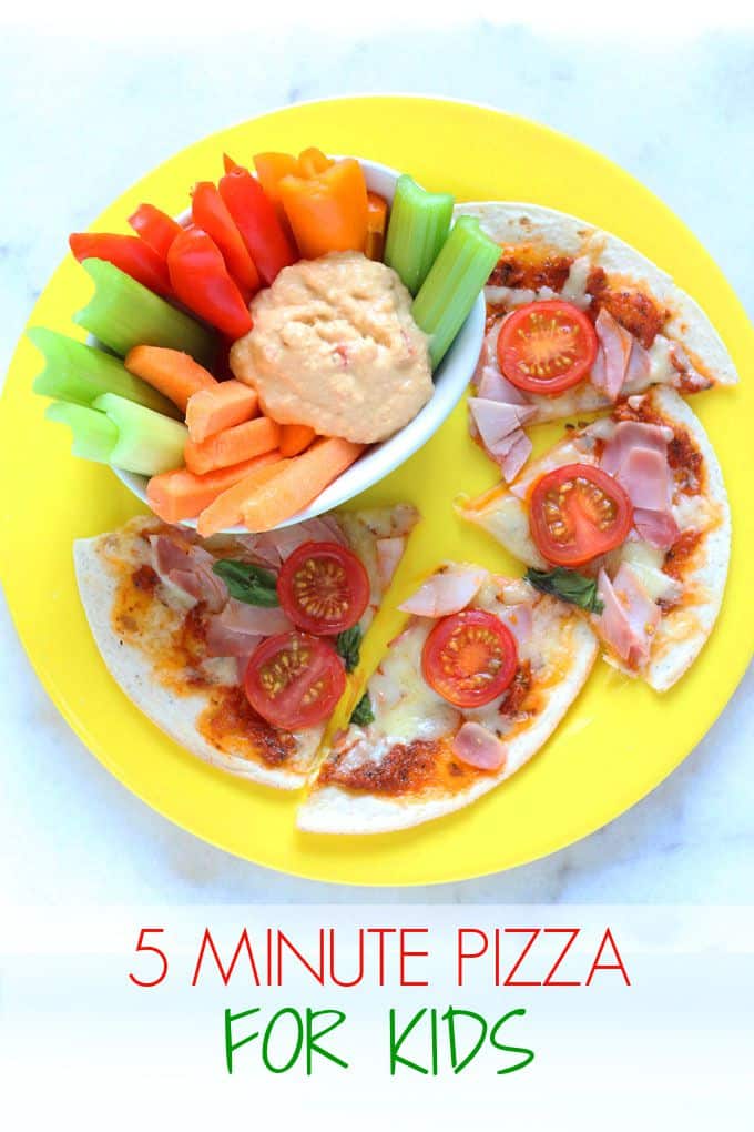 5 Minute Pizza served with crudite and dip