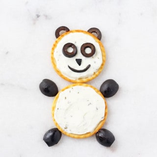 Make a fun and healthy snack for kids with just crackers, black olives and cream cheese | My Fussy Eater blog