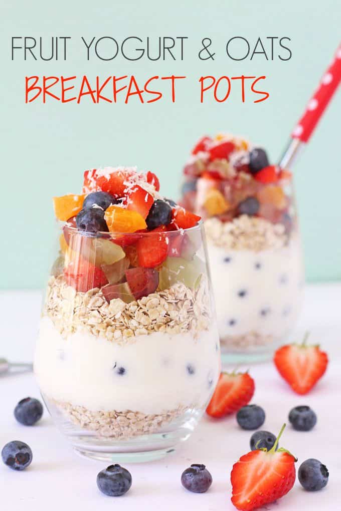 Fruit Yogurt & Oats Breakfast Pots Pinterest Pin.