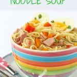 Use up leftover ham from your Sunday Roast to make this delicious and healthy Ham, Egg & Noodle Soup. A quick and easy meal idea for a Monday! | My Fussy Eater blog
