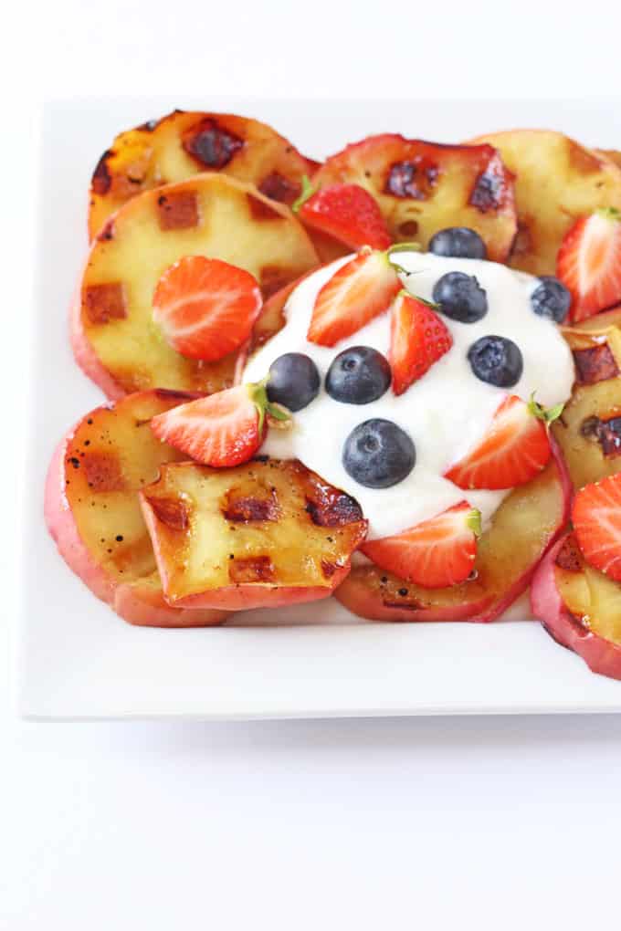 Waffle iron apples served with fruit and yoghurt | My Fussy Eater blog