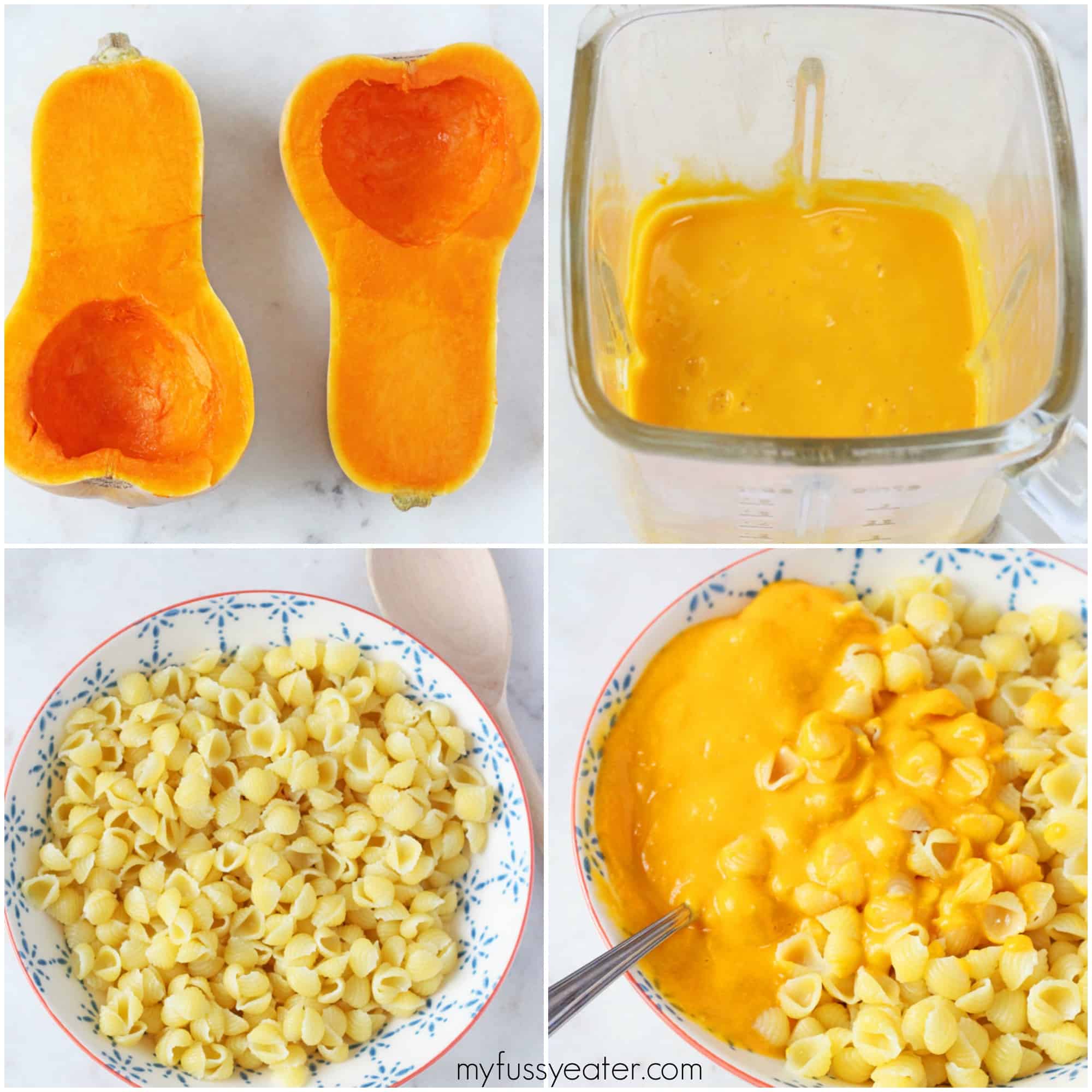 butternut squash mac & cheese stages
