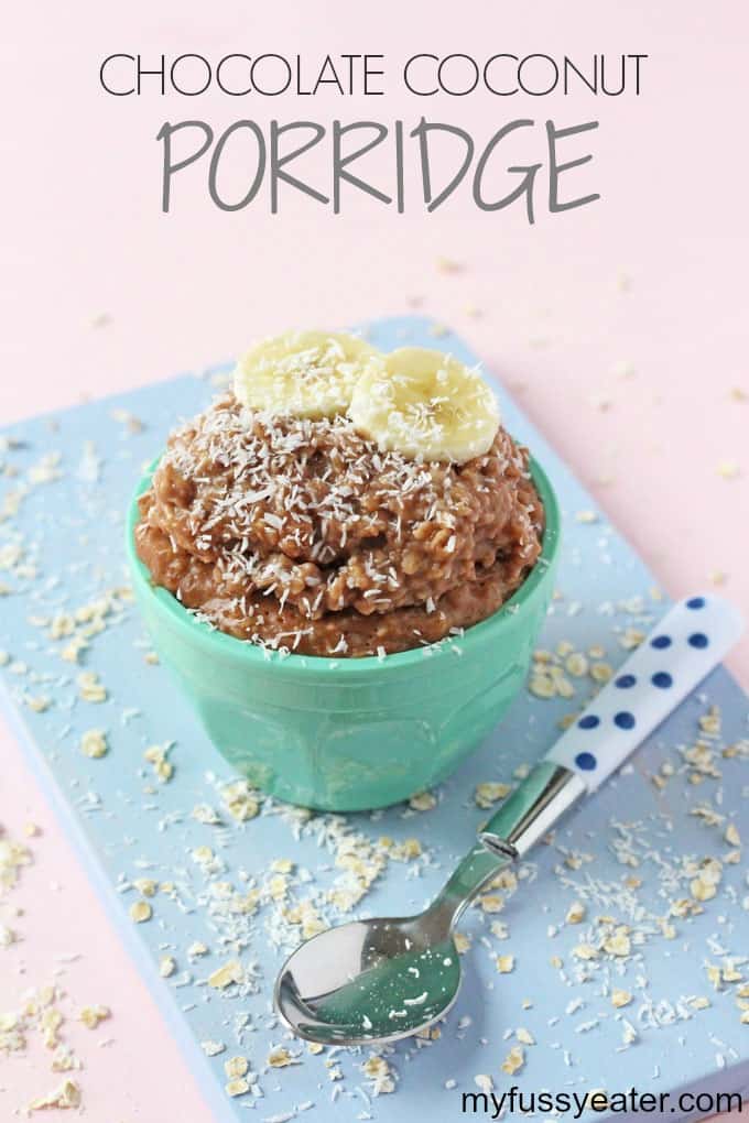 Chocolate & Coconut Porridge or Oatmeal Pinterest Pin