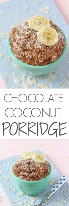 A delicious creamy Chocolate & Coconut Porridge or Oatmeal. Perfect for breakfast for kids this winter! | My Fussy Eater blog