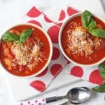 A delicious, warm and comforting Italian Meatball & Gnocchi Soup recipe. A super easy family meal made in the slow cooker. Minimum effort, maximum taste!