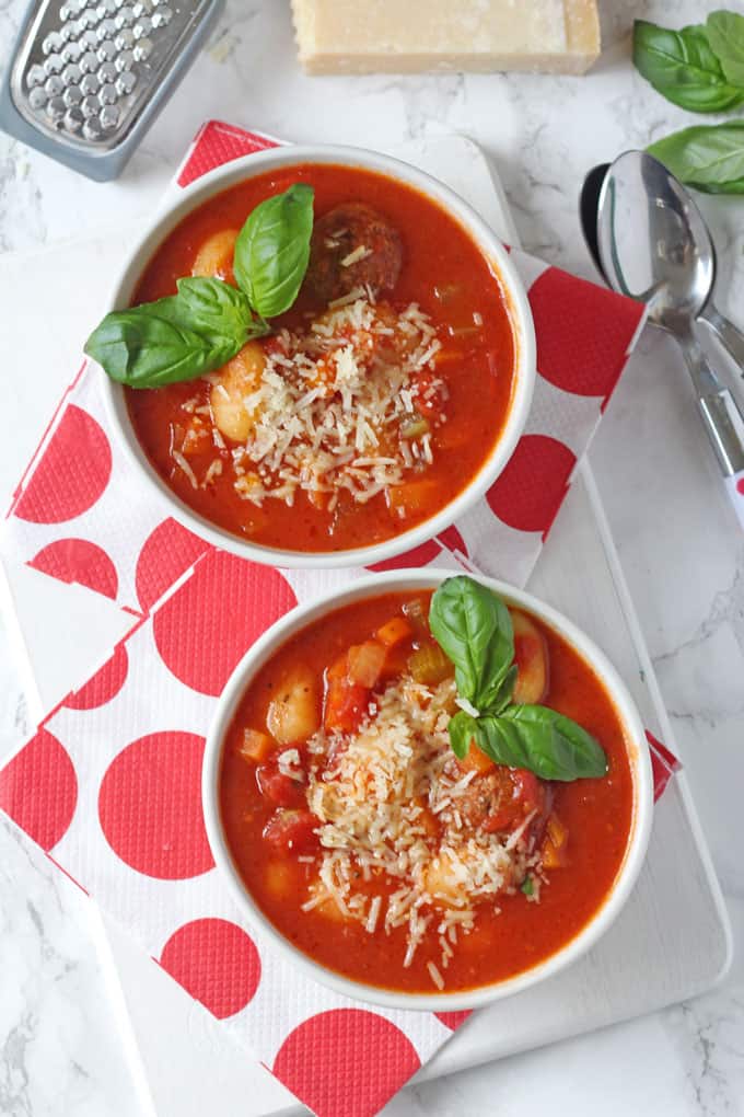 Slow Cooker Meatball Gnocchi Soup