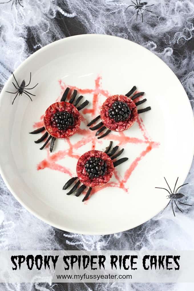 Spooky Spider Rice Cake Pinterest Pin