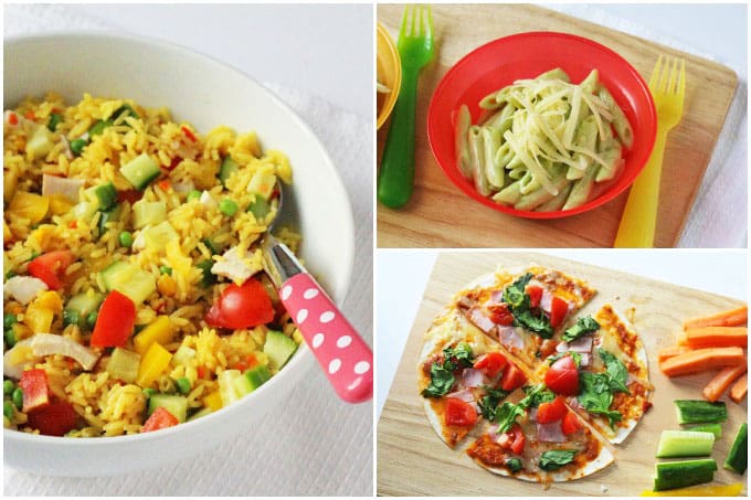 collage of 3 quick and easy meal ideas