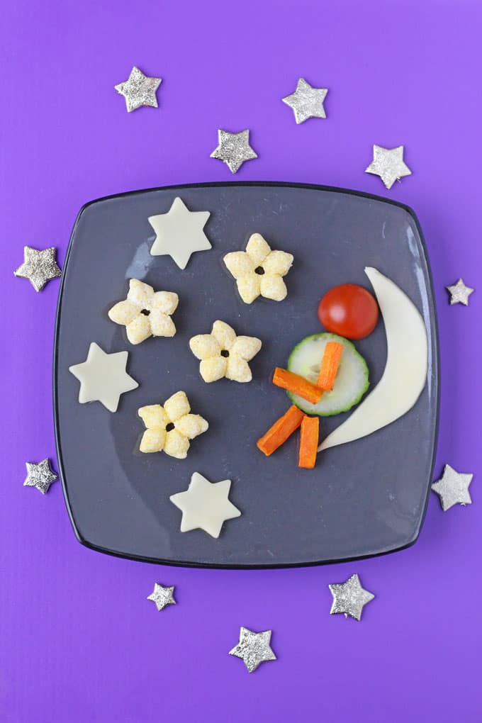 A fun cheese snack for toddlers and older kids made with Organix Cheese Stars, fresh cheese and veggies | My Fussy Eater blog